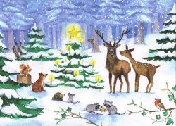 Inga Berkenstrter - Tiere im Wald um den Weihnachtsbaum