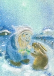 Sabine Reinink - Zwerg mit Hase im Winter