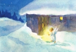 Erica von Kager - Engel stapft durch den Schnee im Kerzenschein