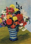 Bertha Schilling - Herbststrau in blaugeringelter Vase