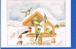 Helga Preis - Doppelkarte Vogelhuschen im Schnee